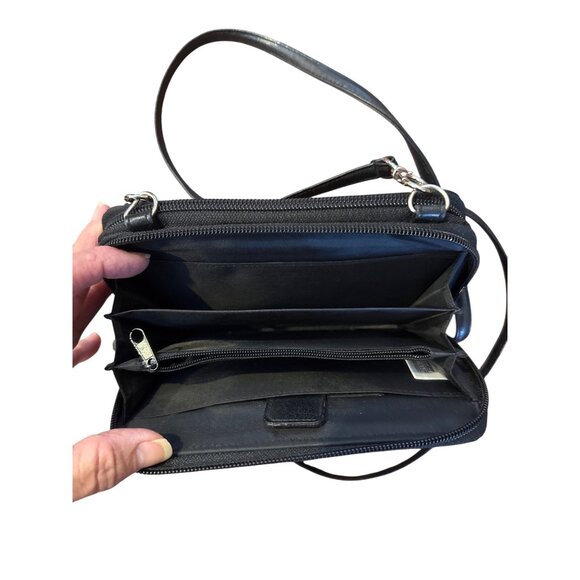 Longaberger Homestead Plaid Crossbody Wallet Purse Organizer Clutch Black Tan - Picture 7 of 10